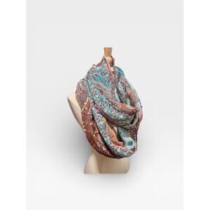 Anthropologie Raj Boho Rayon Embroidered Infinity Scarf